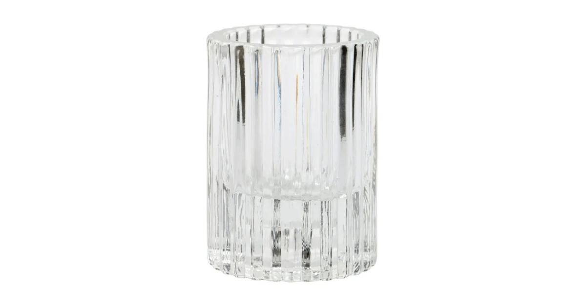 Clear Ribbed Glass Tea Light Candleholders