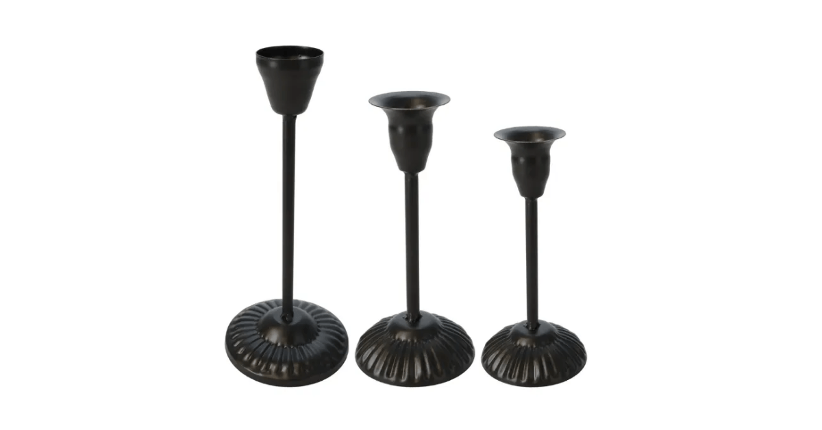 Tall Black Iron Candle Holders