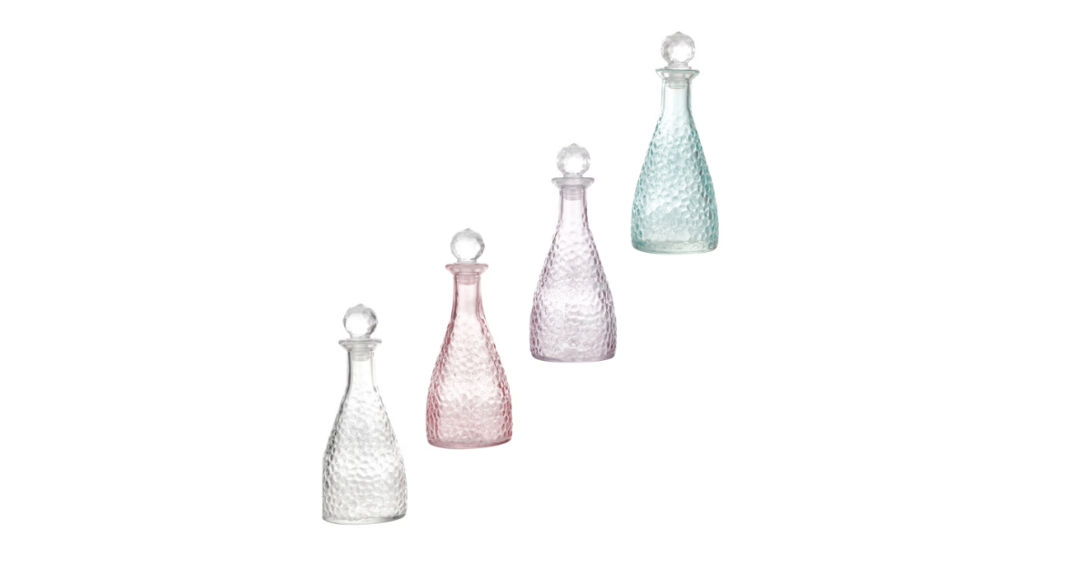 Decorative Hammered Glass Bottles with Stoppers