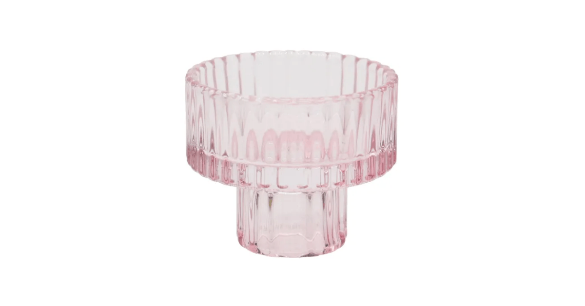 Pink Glass Candle Holder