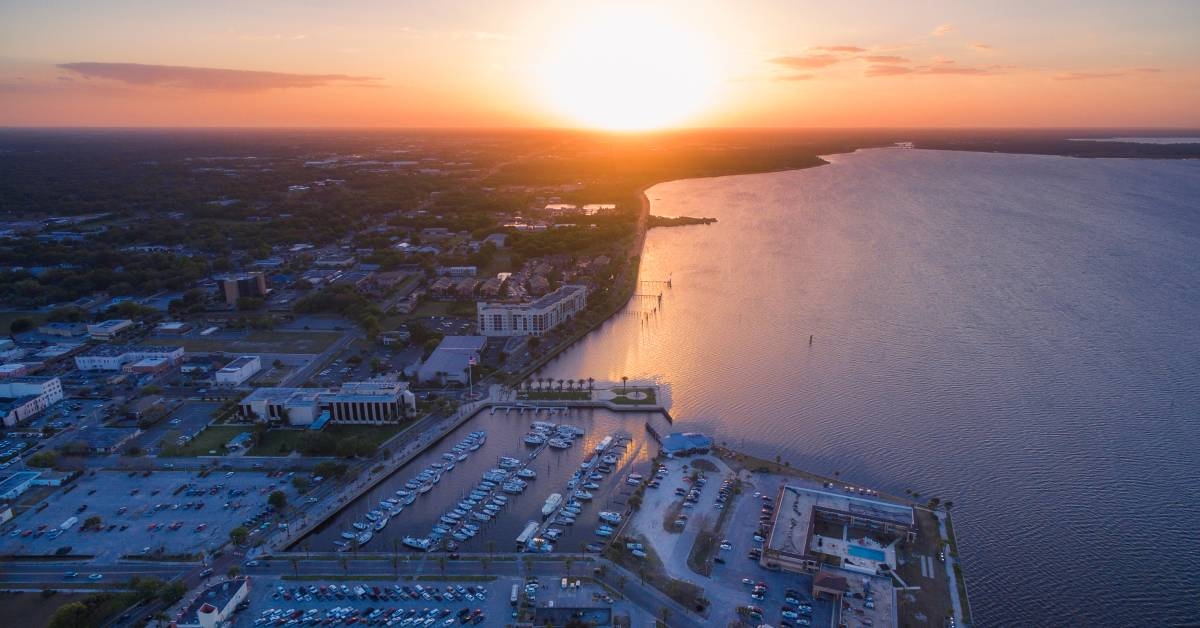 Aerial view of Lake Monroe in Sanford Florida 