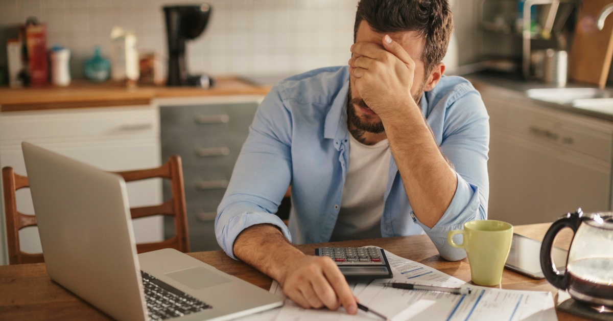  man going over his home finances