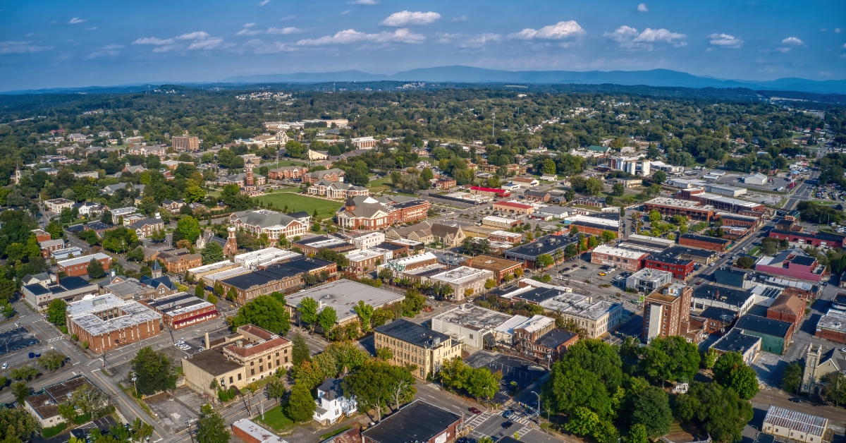 aerial view of downtown cleveland