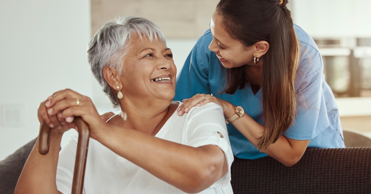 senior woman with caregiver