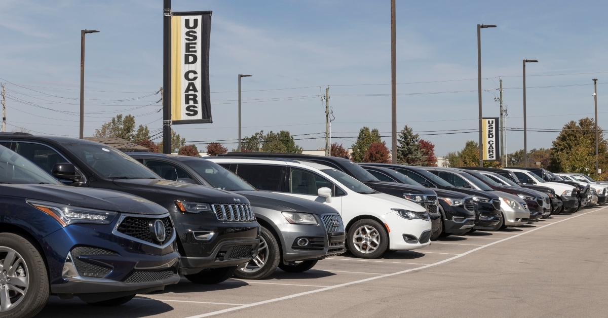 used car display at a dealership
