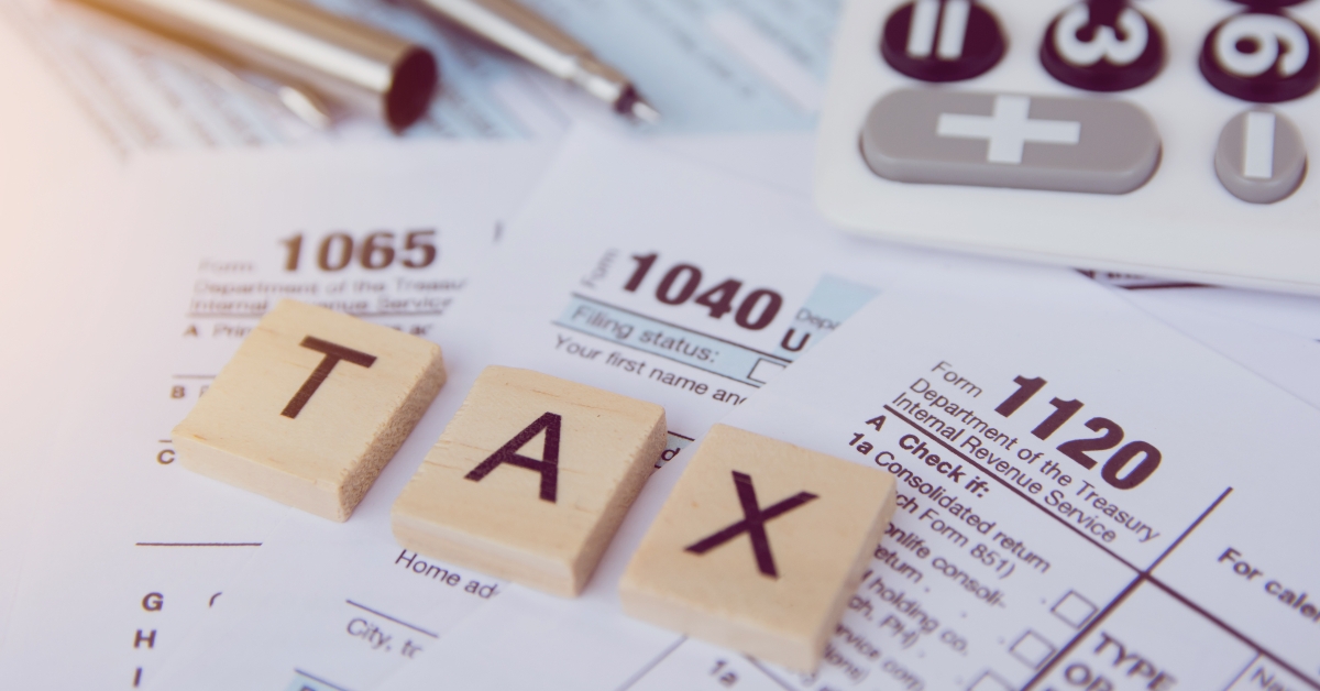 Tax season with wooden alphabet blocks