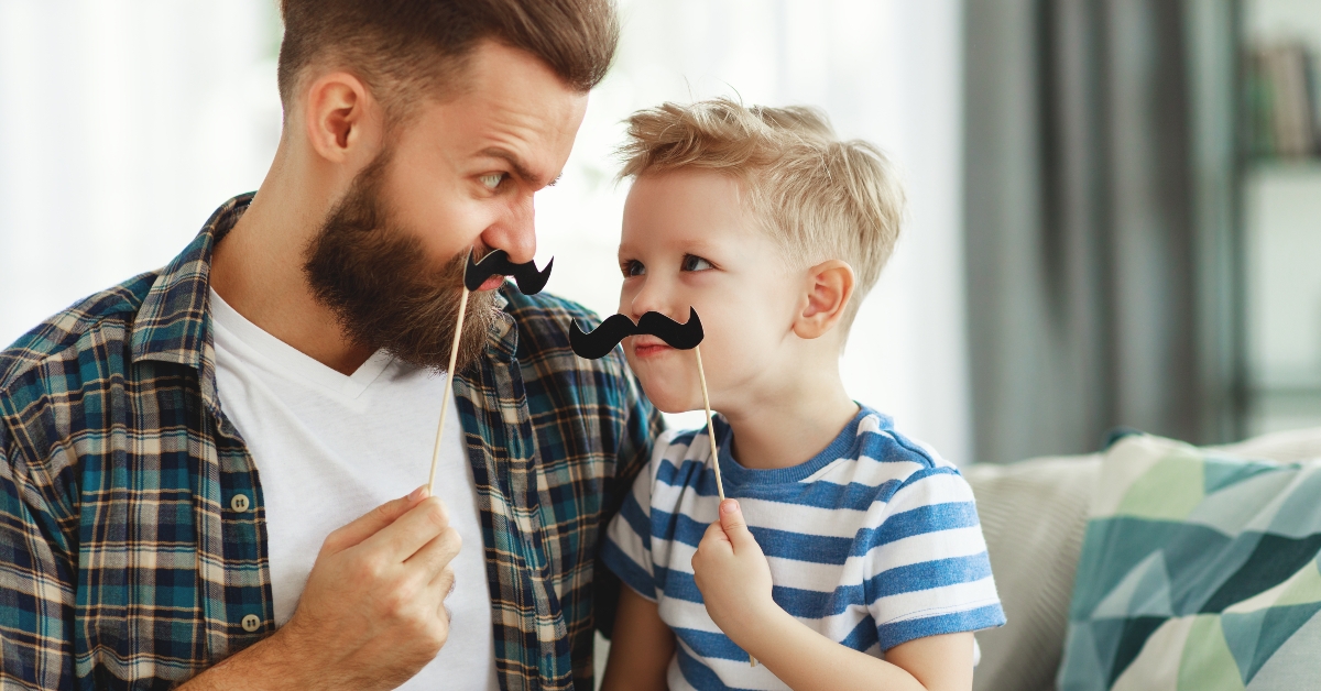 son and dad with mustache