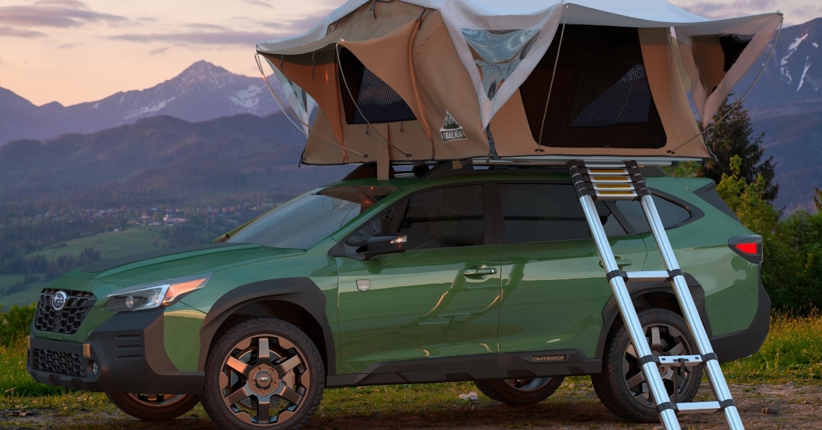 subaru outback camping mountainside