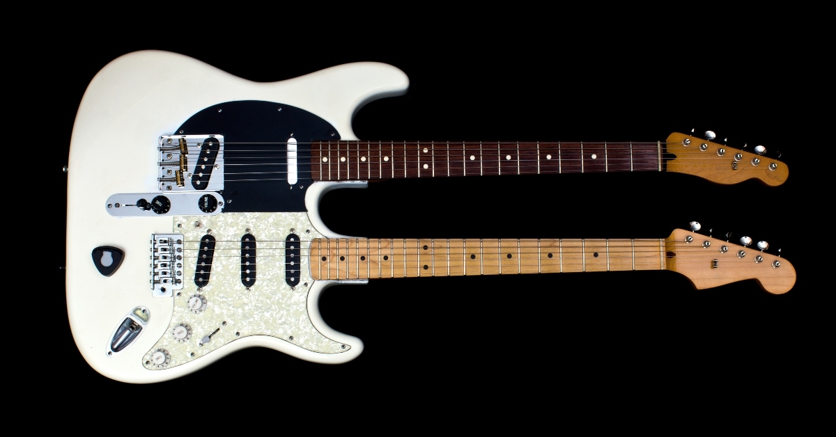 double elctric guitar in white