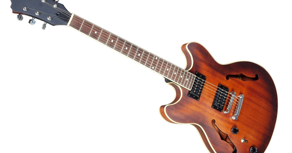 elelctric guitar in white background