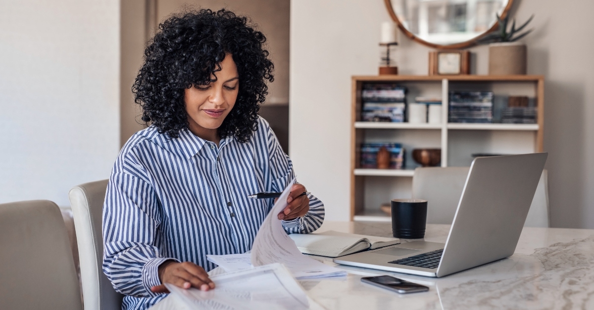 lady and her paperworks