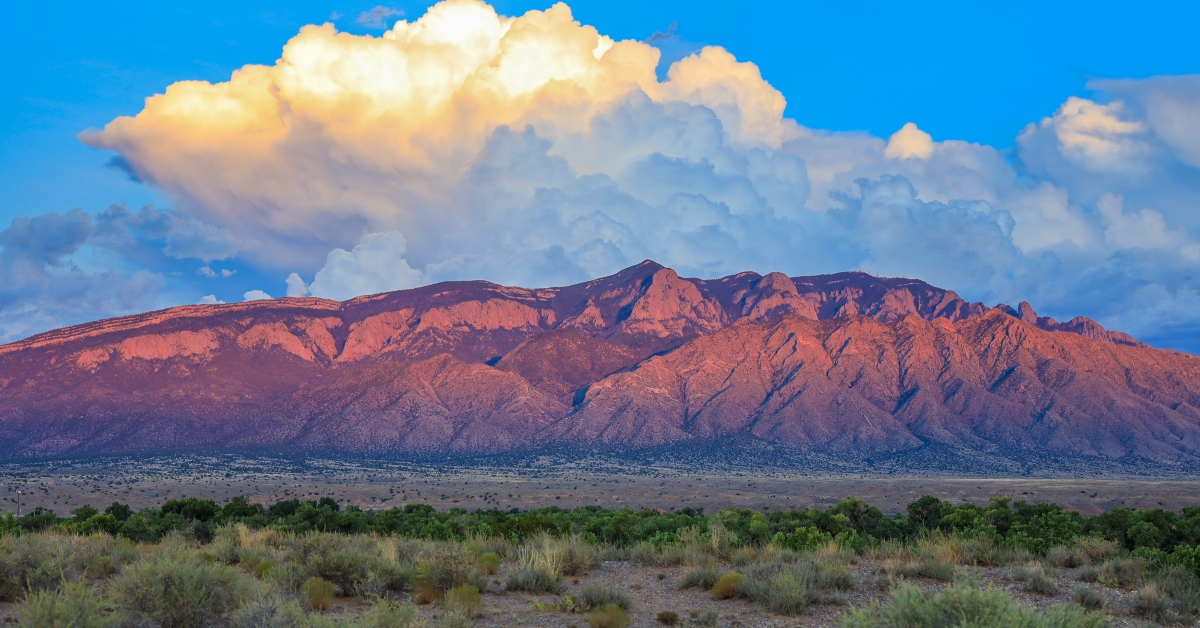 Sandia Mountains at sunset in central New Mexico