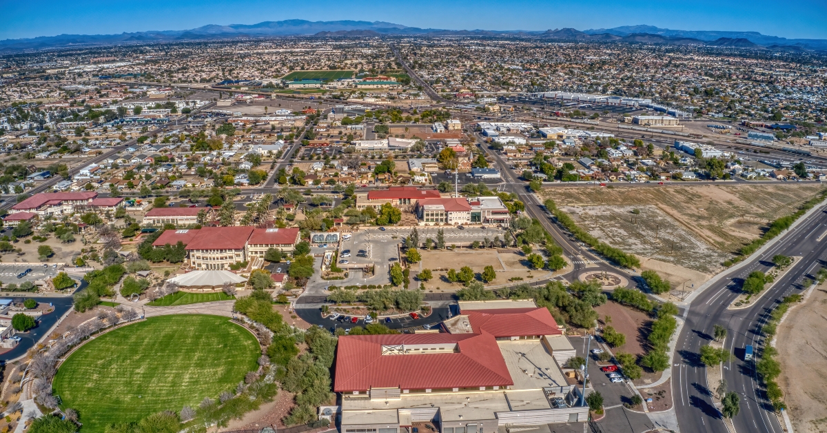 aerial view of the phoenix suburb of peoria arizona