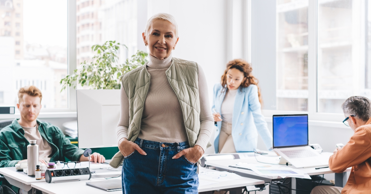 businesswoman posing during working day in office