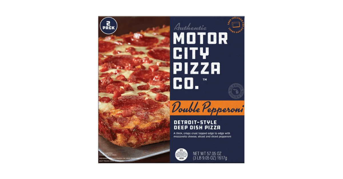 Authentic Motor City Pizza Co. Detroit-Style Deep Dish Pizza, Double Pepperoni