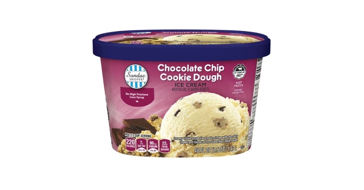 sundae shoppe chocolate chip cookie dough ice cream