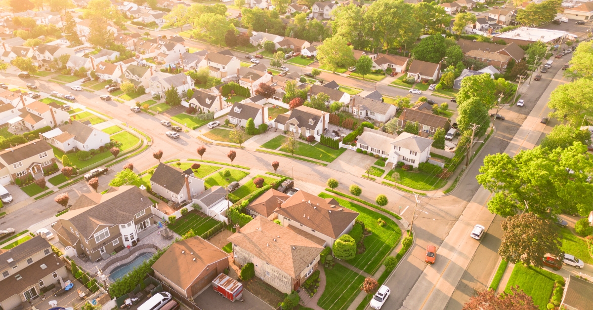 typical american suburban neighborhood