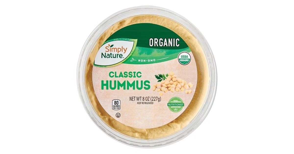 classic hummus in a small container
