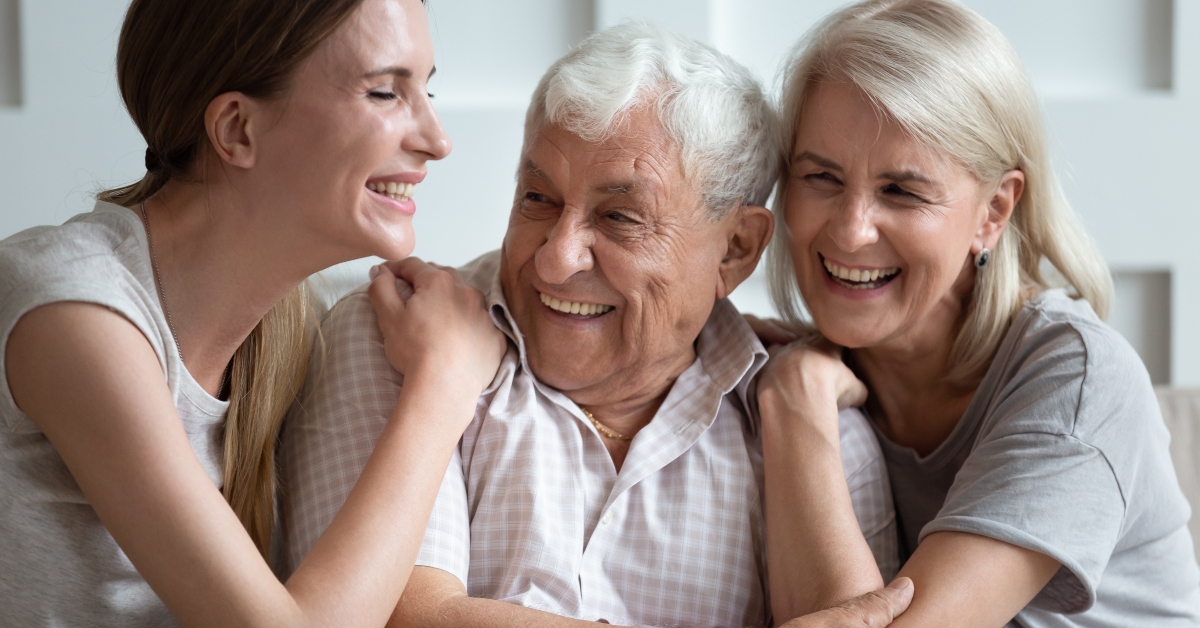 granddaughter and mature grandparents