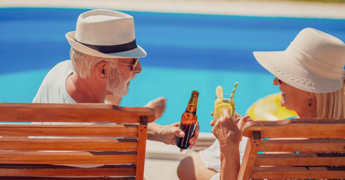 senior couple making a toast
