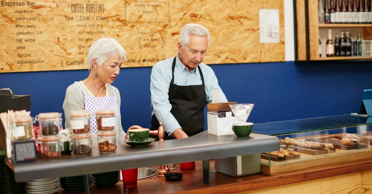 senior couple running a small business together