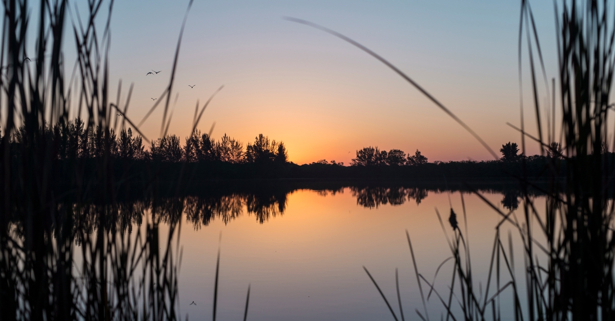 sunrise reflection of water on lake