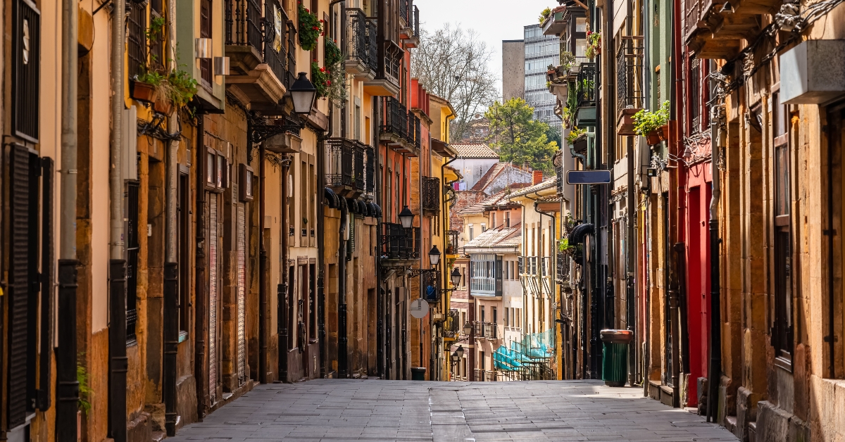 picturesque alley with old buildings