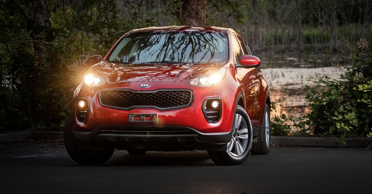 red kia sportage awd suv