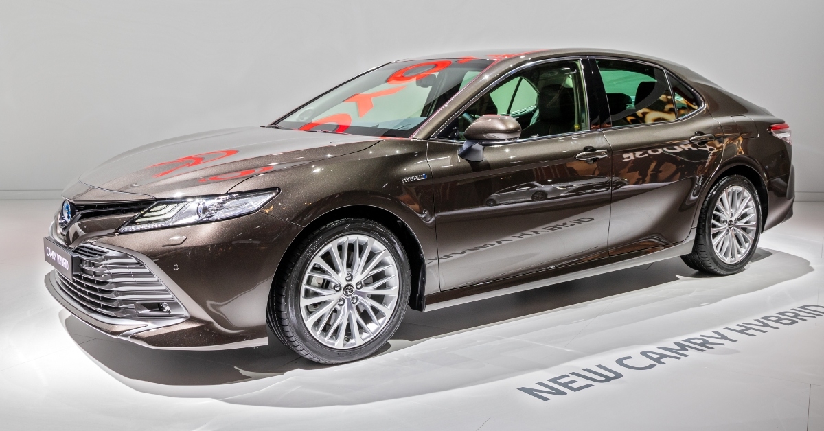 toyota camry hybrid car showcased