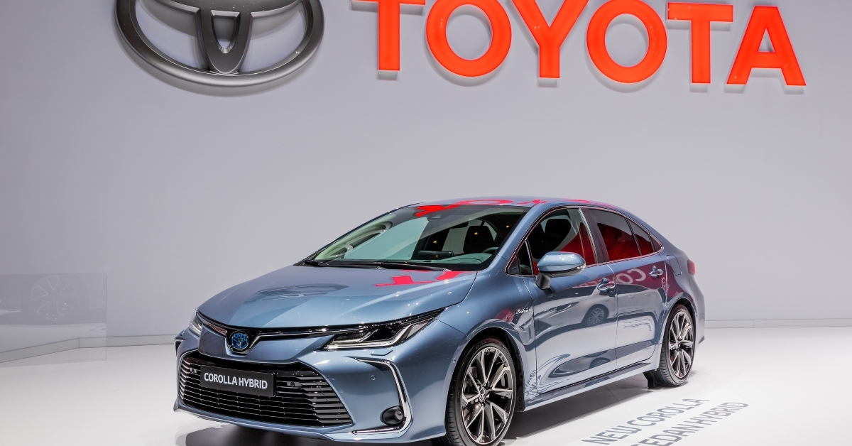 toyota corolla hybrid car showcased