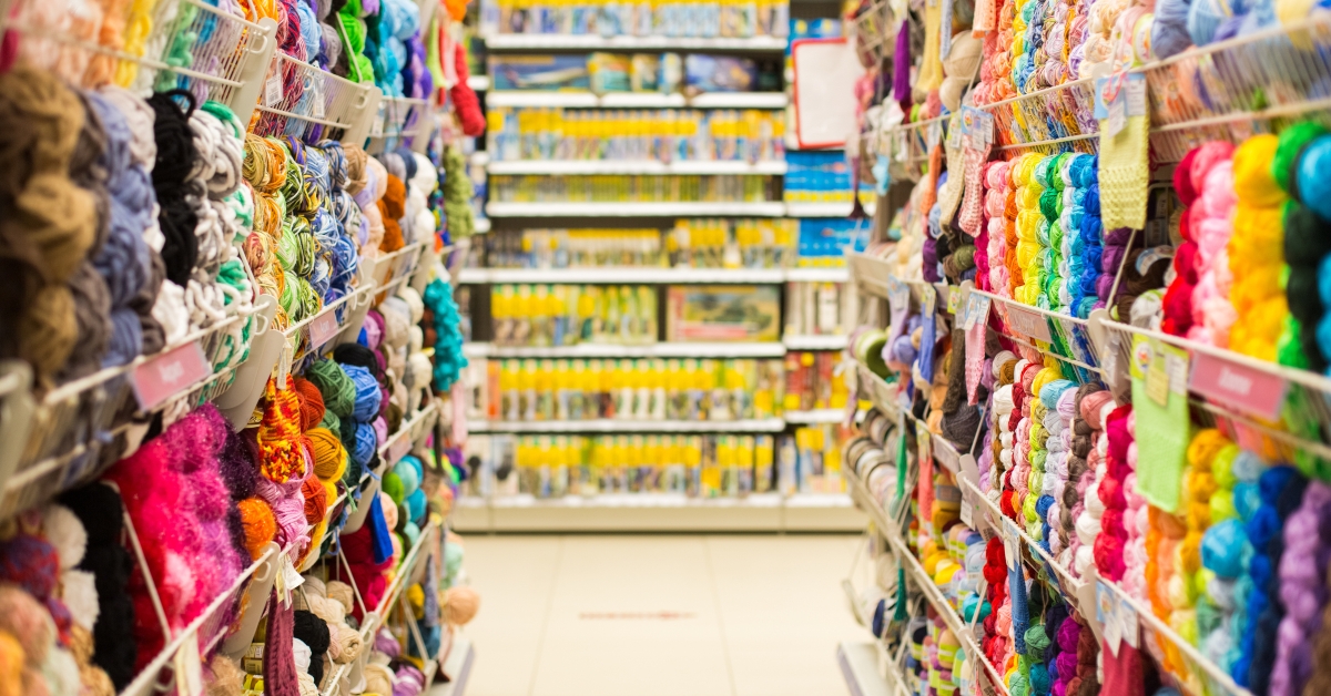 colorful yarn balls at knitting store