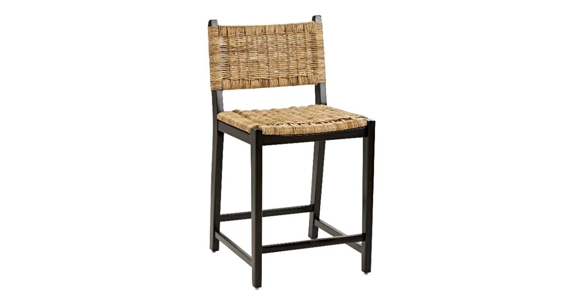 Amolea Wood and Rattan Counter Stool