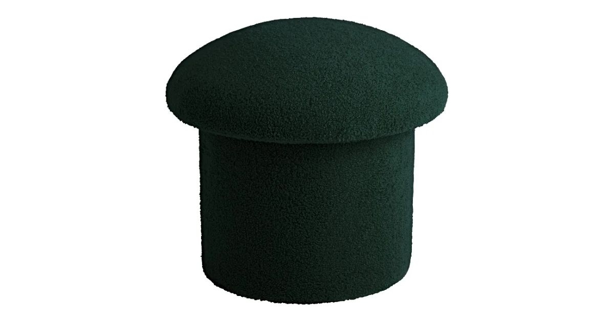 Round Faux Sherpa Mushroom Upholstered Storage Ottoman