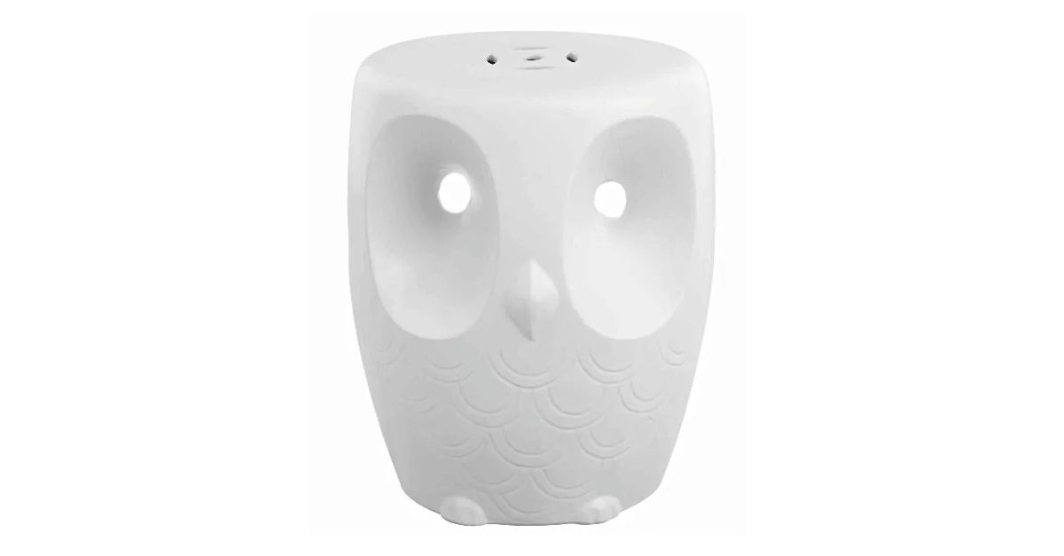 White Ceramic Owl Side Table