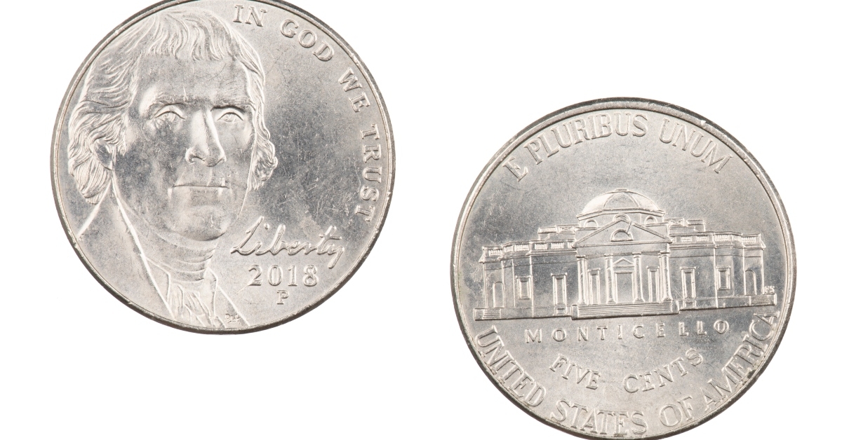 american nickel isolated 