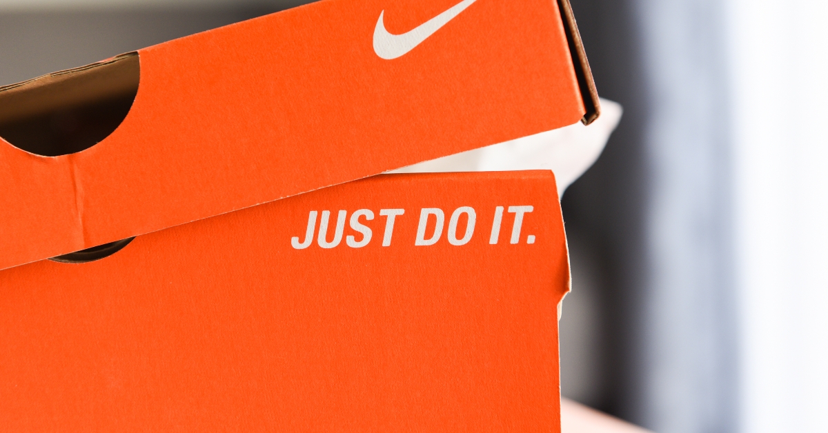 Nike running shoes box with Just Do It