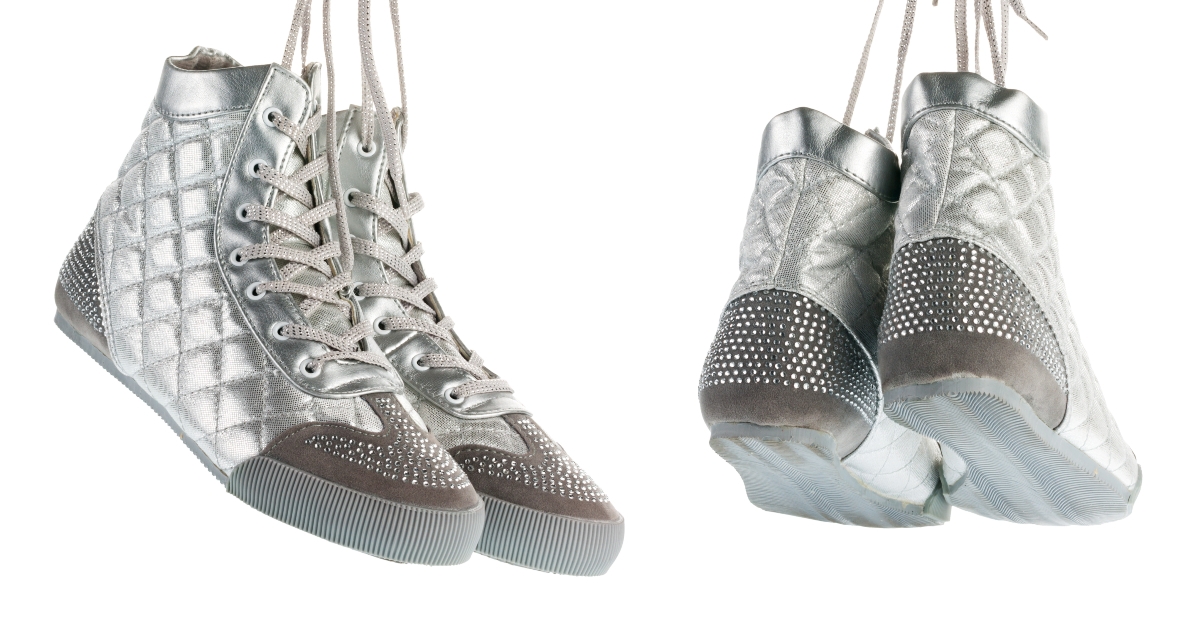 Silvery flying gym shoes