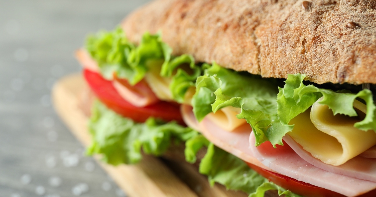 board with ciabatta sandwich 