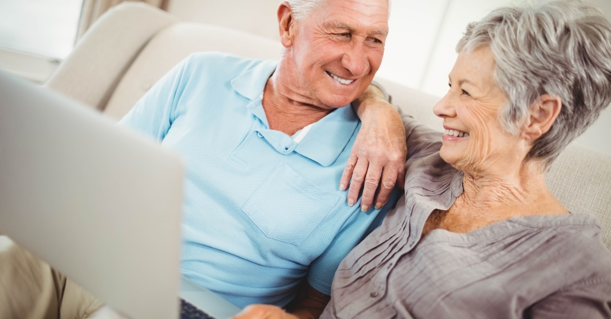 senior couple looking at each other 