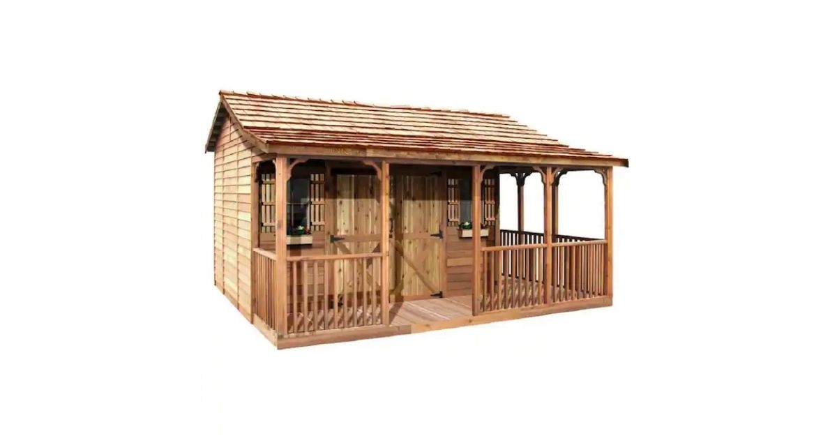 farmhouse wood shed with porch