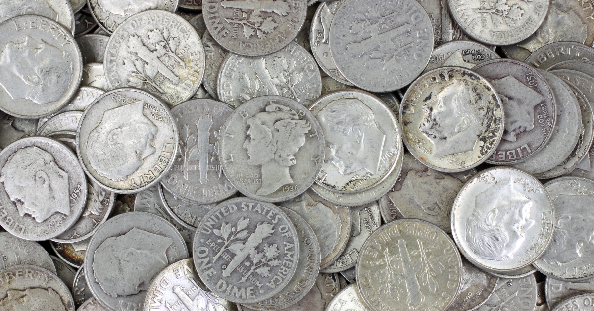 pile of old silver dimes