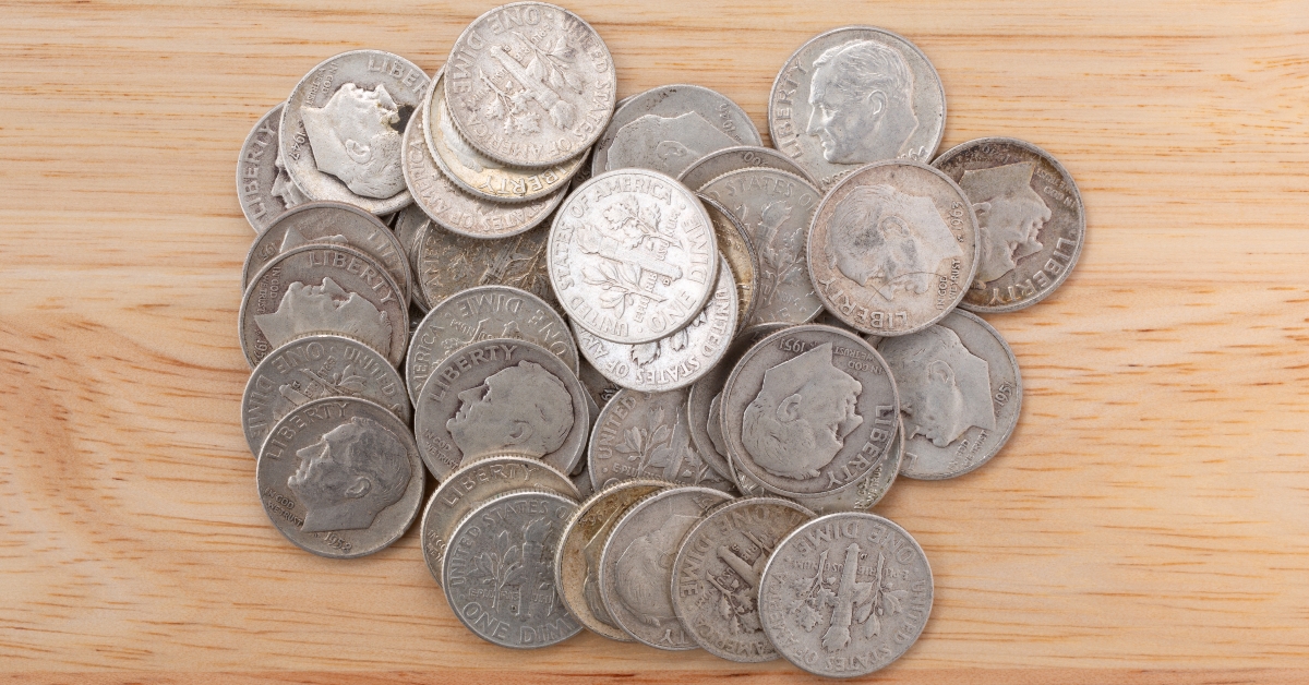 small pile of silver dimes