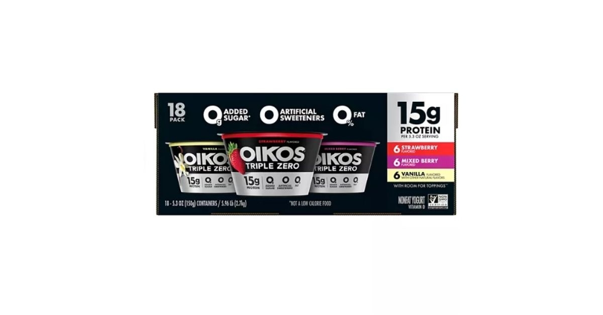 oikos triple zero nonfat blended greek yogurt variety pack