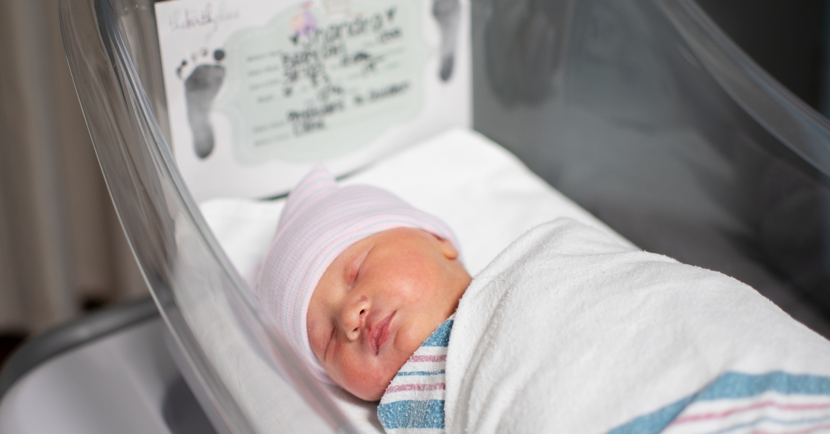 swaddled newborn baby at the hospital