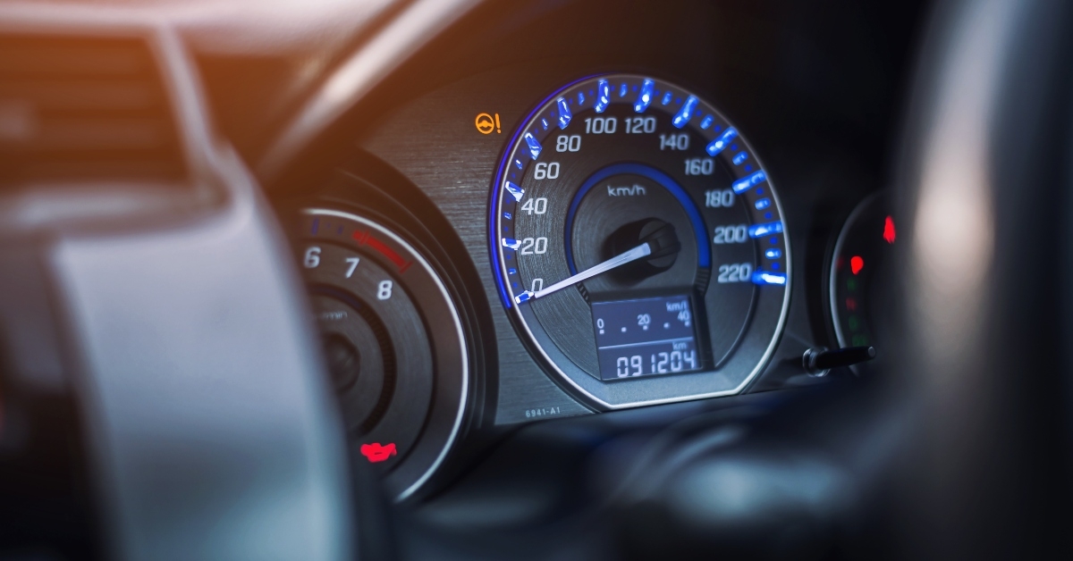 closeup dashboard of mileage car