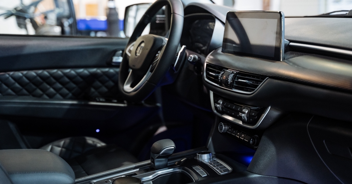 modern car features a sleek tablet