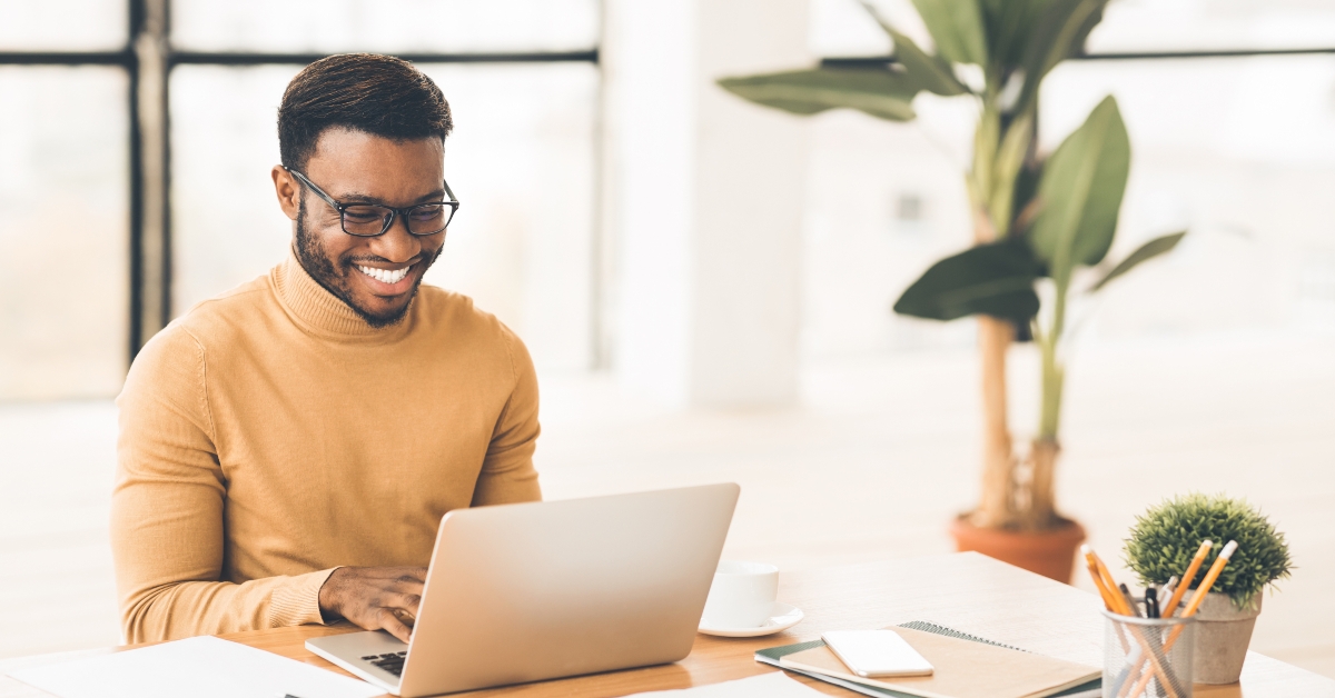 black guy using laptop