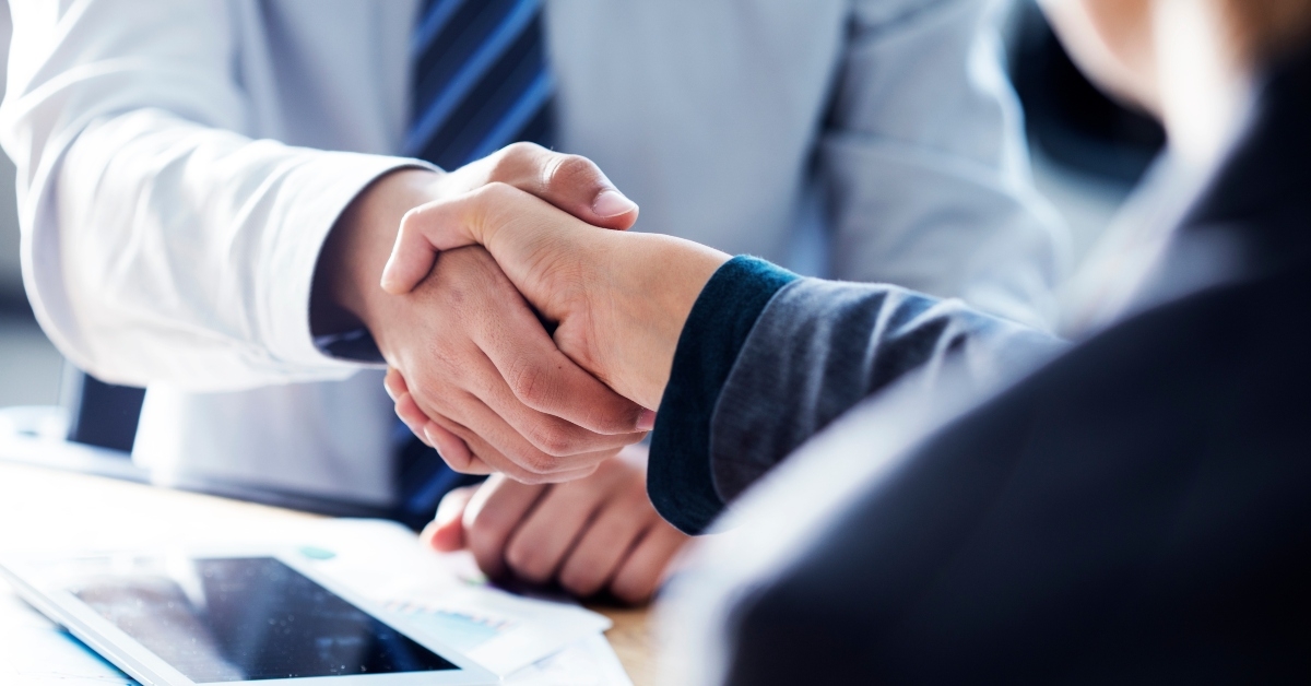 business handshake in the office