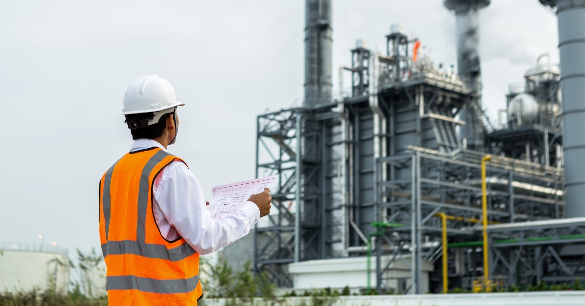 Engineer is checking gas turbine power plant