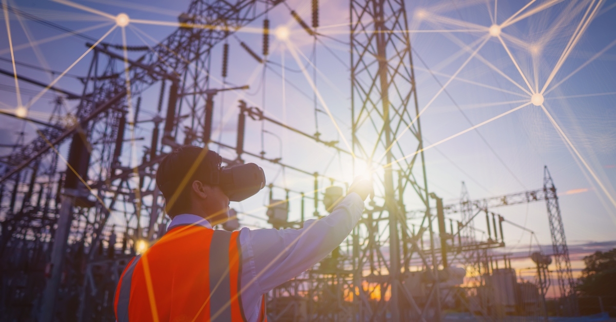 power plant wearing virtual reality glasses 